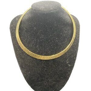 Hammered Gold Tone Torque Collar Necklace 13" Choker Boho Minimalist Layering
